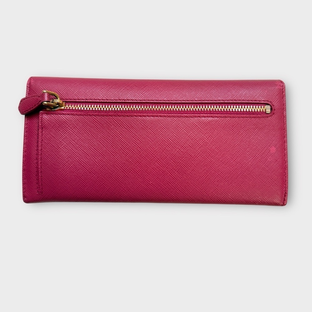 Prada Fuchsia Saffiano Leather Bow Continental Wallet - Picture 6 of 16